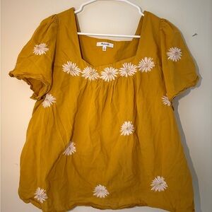 Madewell Golden Yellow Embroidered Blouse